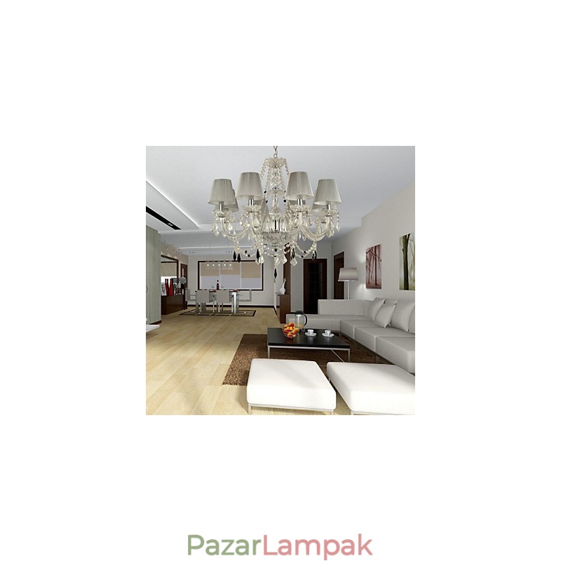 Csillár kristály luxus modern 1 szintes nappali 6 lámpával