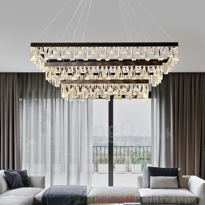 Nordic Crystal függőlámpa Négyszögletes hangulatú függőlámpa Posztmodern világítás