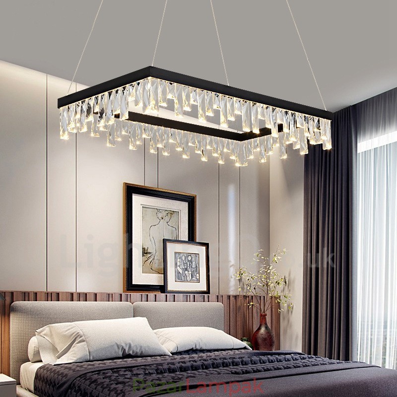 Nordic Crystal függőlámpa Négyszögletes hangulatú függőlámpa Posztmodern világítás