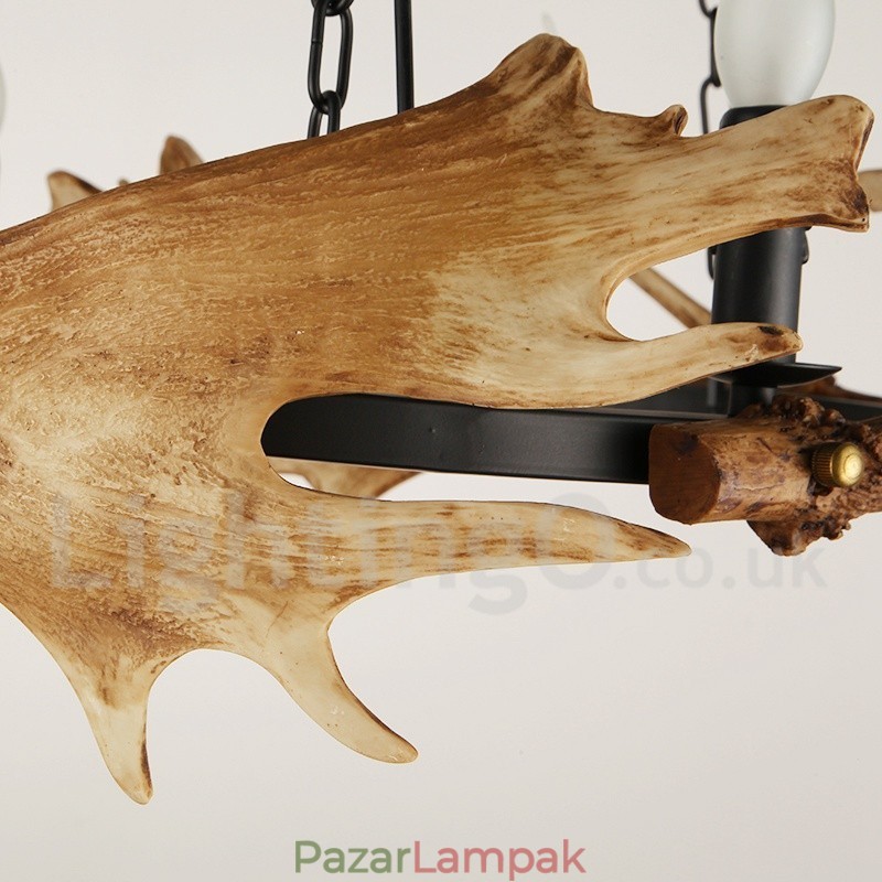 6 Világos rusztikus gyűrűs agancscsillár