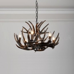 6 Világos rusztikus művészi retro agancs fekete csillár