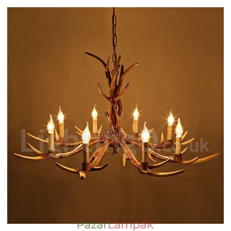 8 Világos rusztikus művészi retro agancs vintage gyertyacsillár