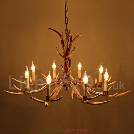 8 Világos rusztikus művészi retro agancs vintage gyertyacsillár