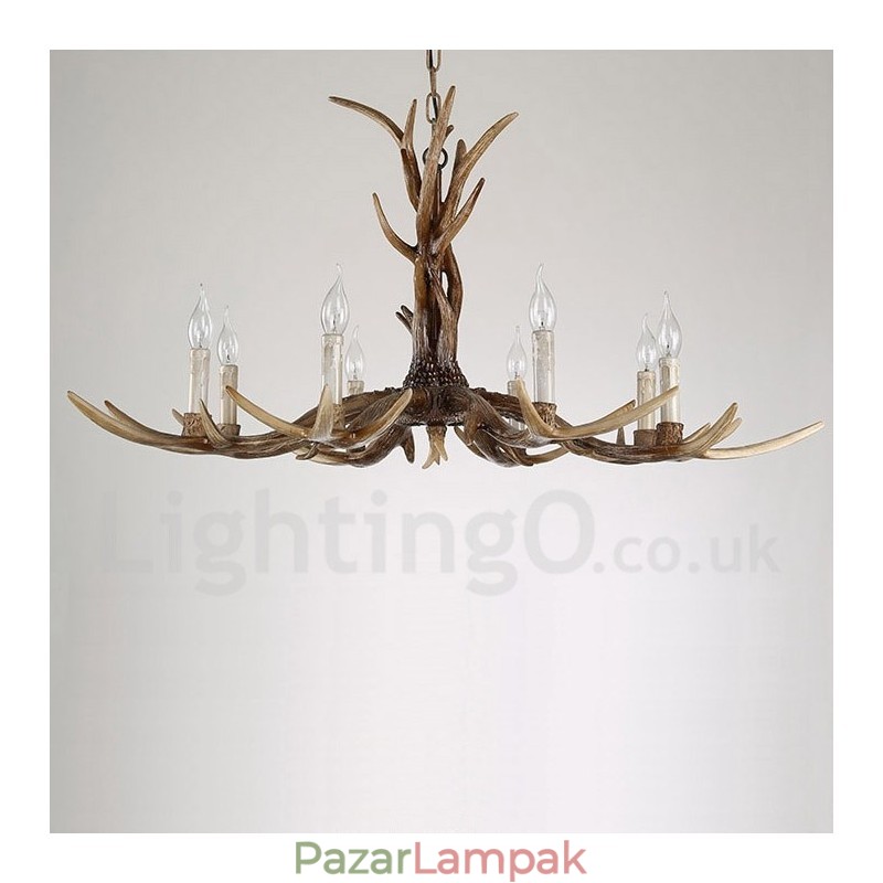 8 Világos rusztikus művészi retro agancs vintage gyertyacsillár