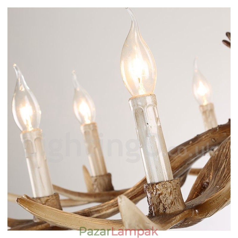 8 Világos rusztikus művészi retro agancs vintage gyertyacsillár