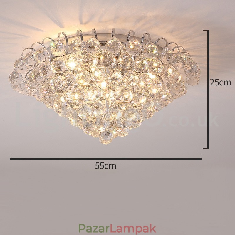 Kortárs 30 cm-es 55 cm-es kerek kristály süllyesztett mennyezeti lámpák