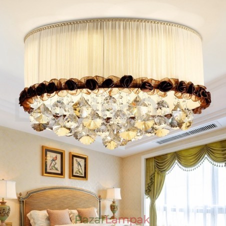 Kortárs, modern, 50 cm-es, kerek, süllyesztett kristály mennyezeti lámpák szövet árnyékoló Kortárs, modern, 50 cm-es, kerek, süllyesztett kristály mennyezeti lámpák szövet árnyékoló