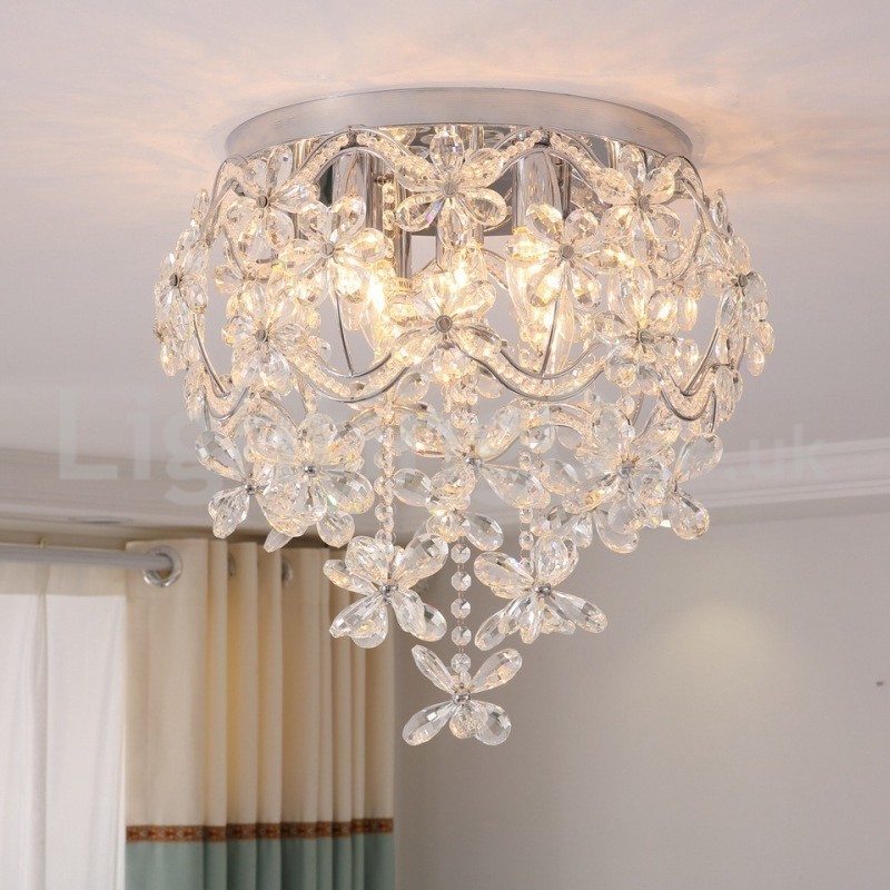 Modern divatos, 48 cm-es, kerek, süllyesztett kristály mennyezeti lámpák
