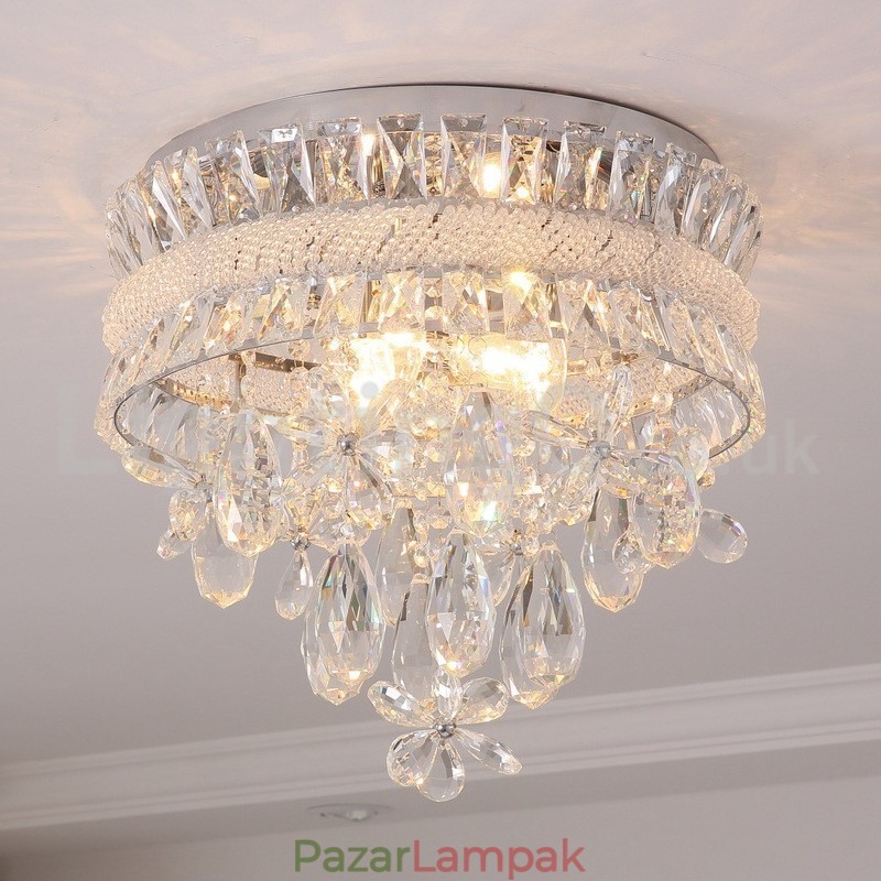 Olcsó, modern, 40 cm-es körbe süllyesztett kristály mennyezeti lámpák