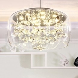 Modern, 40 cm-es 50 cm-es kerek, átlátszó üveg lámpaernyős kristály függeszték