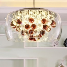 Modern, 40 cm-es 50 cm-es kerek, átlátszó üveg lámpaernyős kristály függeszték