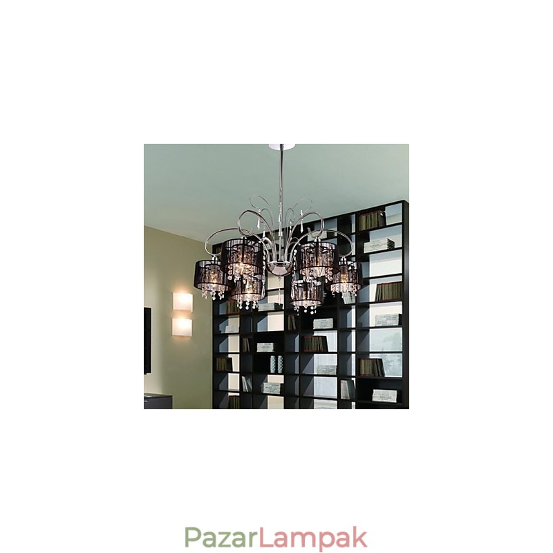 Modern modern kristály króm fém csillár
