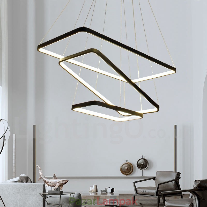 Szabályozható függőlámpa távirányítóval Modern design Három téglalap