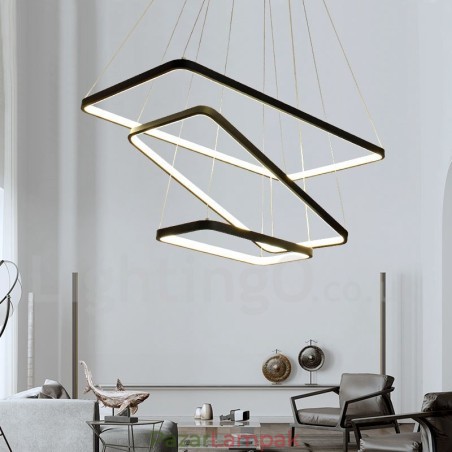 Szabályozható függőlámpa távirányítóval Modern design Három téglalap Szabályozható függőlámpa távirányítóval Modern design Három téglalap