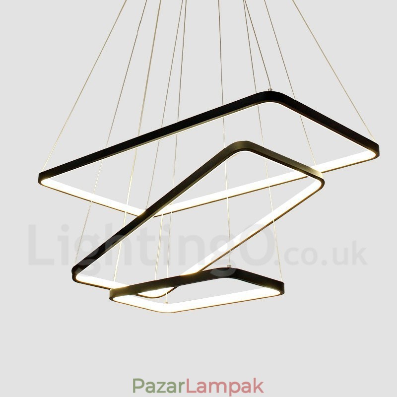 Szabályozható függőlámpa távirányítóval Modern design Három téglalap
