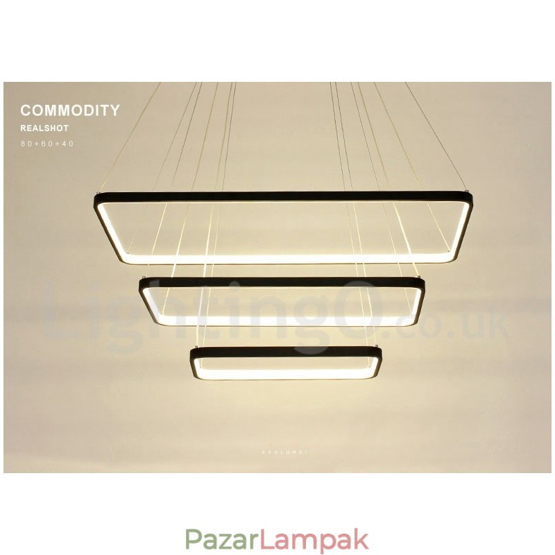 Szabályozható függőlámpa távirányítóval Modern design Három téglalap