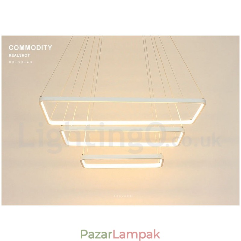 Szabályozható függőlámpa távirányítóval Modern design Három téglalap