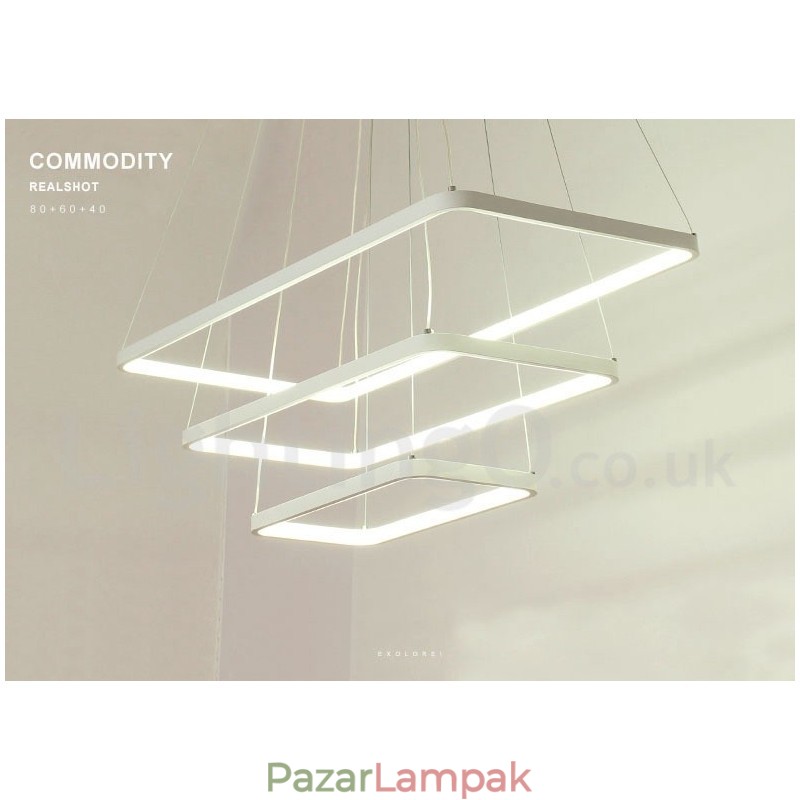 Szabályozható függőlámpa távirányítóval Modern design Három téglalap