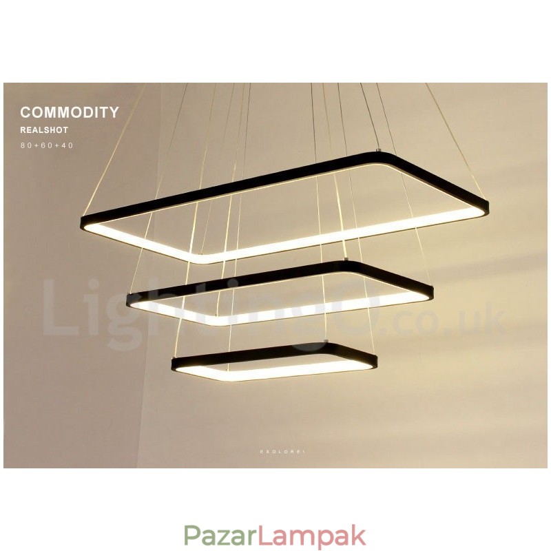 Szabályozható függőlámpa távirányítóval Modern design Három téglalap