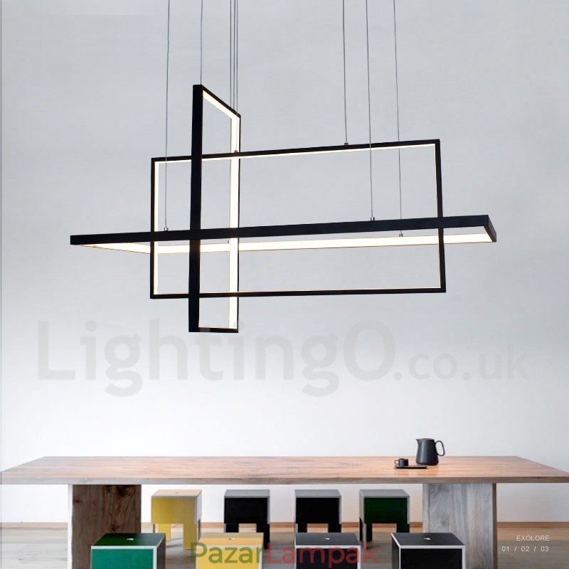 Szabályozható függőlámpa távirányítóval Modern design Három téglalap