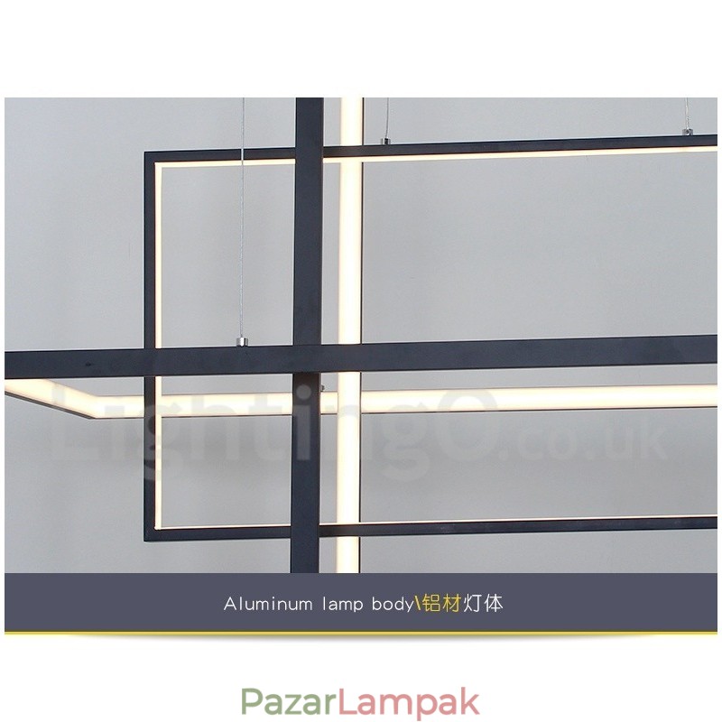 Szabályozható függőlámpa távirányítóval Modern design Három téglalap