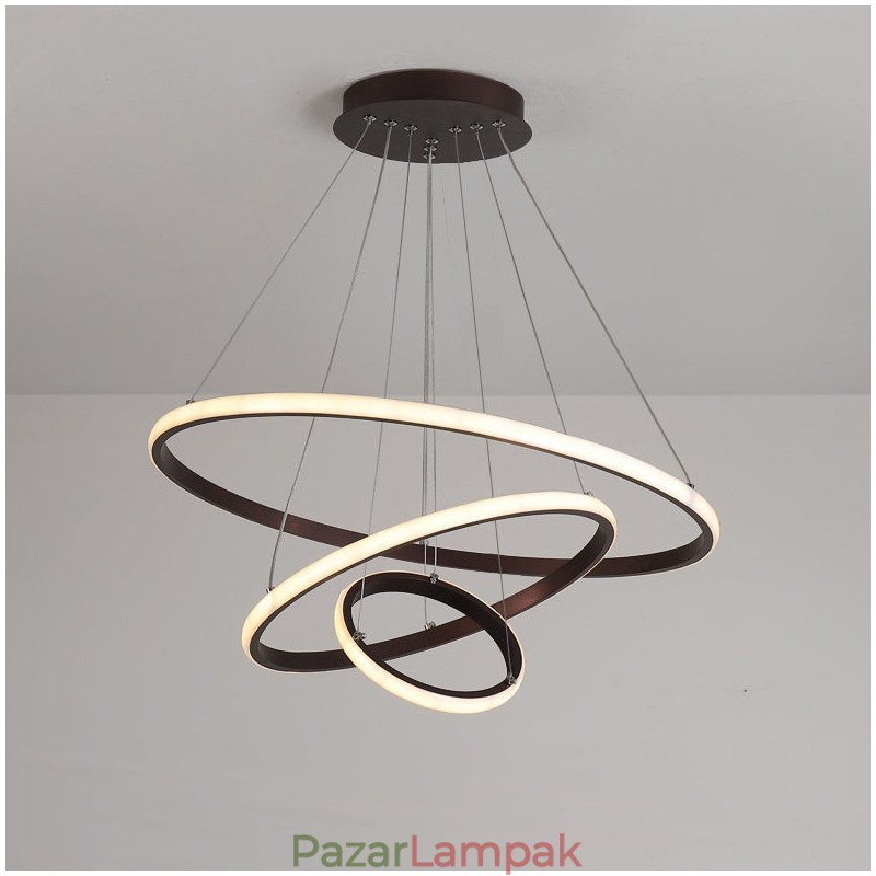 A körökön kívül szabályozható függőlámpa távirányítóval, modern design gyűrűkkel