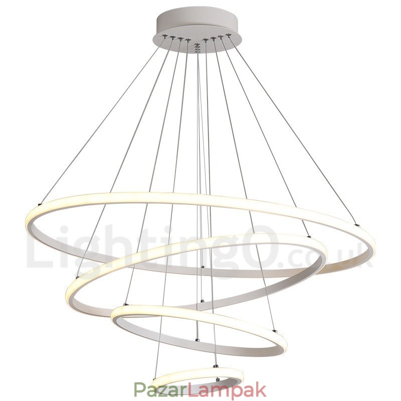 A körökön kívül szabályozható függőlámpa távirányítóval, modern design gyűrűkkel
