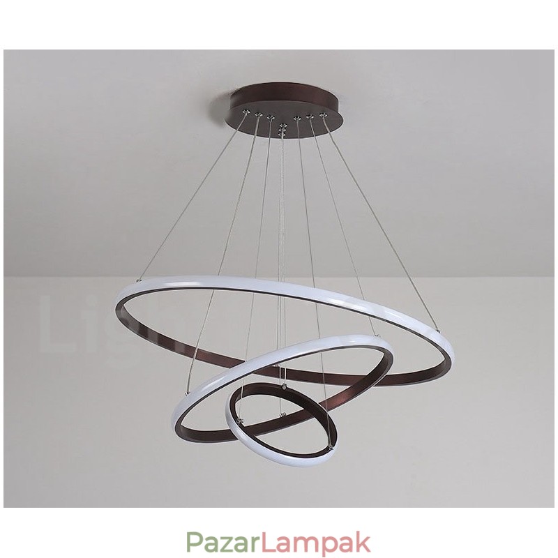 A körökön kívül szabályozható függőlámpa távirányítóval, modern design gyűrűkkel