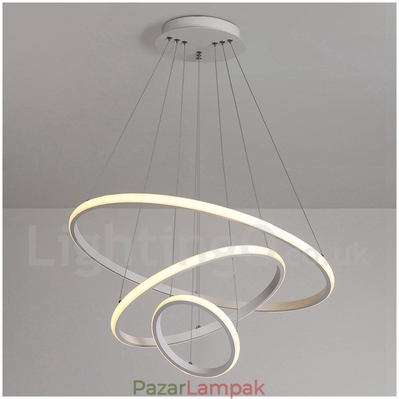 A körökön kívül szabályozható függőlámpa távirányítóval, modern design gyűrűkkel