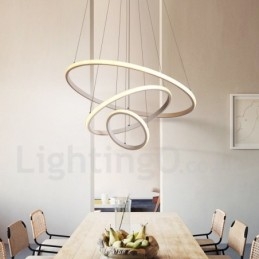 A körökön kívül szabályozható függőlámpa távirányítóval, modern design gyűrűkkel