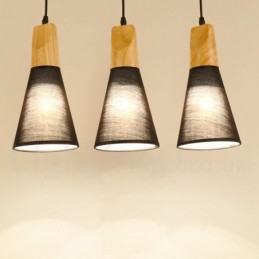 Fa Modern 1 Light 3 Lights függeszték szövet ernyővel