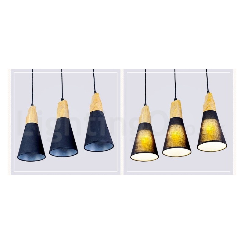 Fa Modern 1 Light 3 Lights függeszték szövet ernyővel