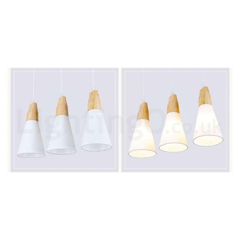 Fa Modern 1 Light 3 Lights függeszték szövet ernyővel
