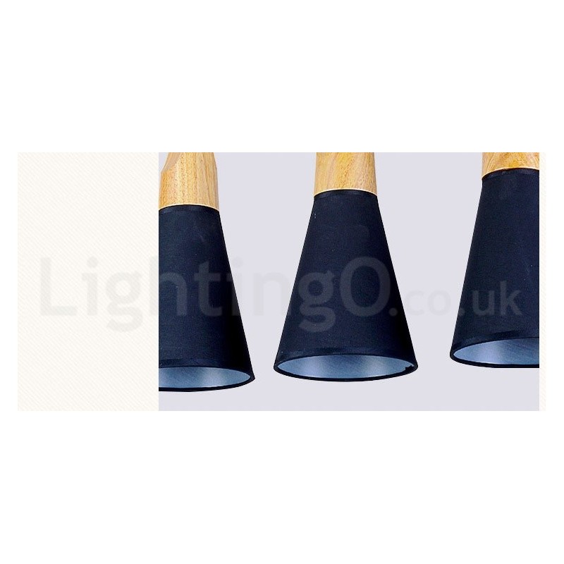 Fa Modern 1 Light 3 Lights függeszték szövet ernyővel