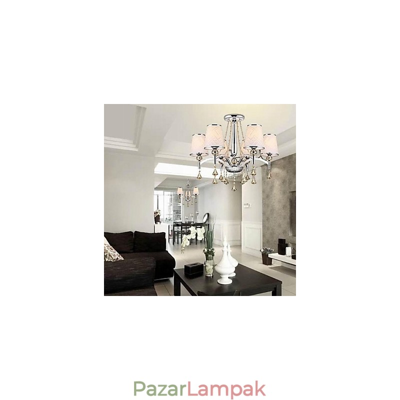Modern modern kristály króm fém csillár