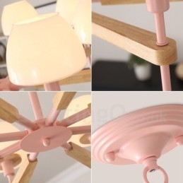 6 világos, 8 világos, több színben Macaron fa függőlámpa üvegernyőkkel csillár skandináv stílusú