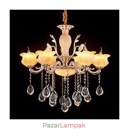Jade Crystal függőlámpa Gyertya stílusú csillár Jade Crystal függőlámpa Gyertya stílusú csillár