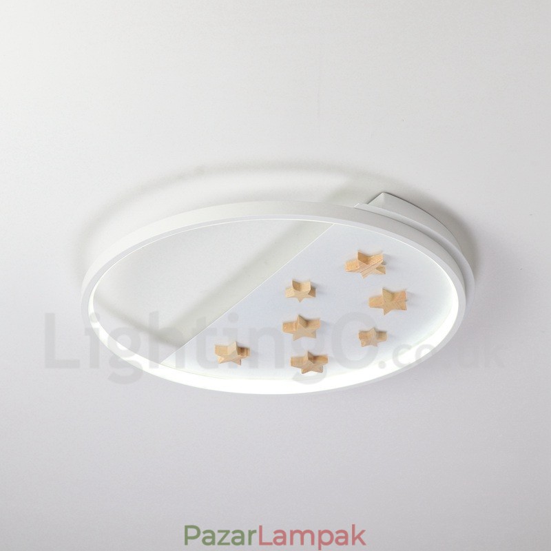 Szabályozható White Stars kerek fa mennyezeti lámpa ultravékony mennyezeti lámpa fali lámpaként is használható