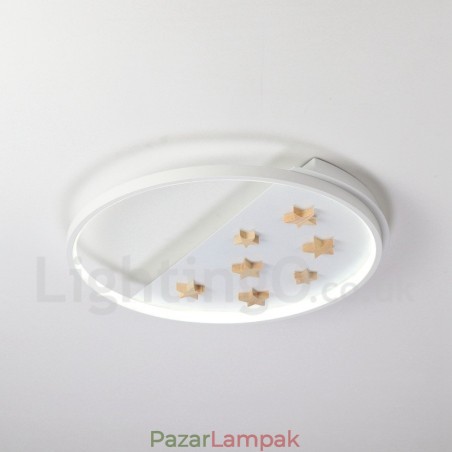Szabályozható White Stars kerek fa mennyezeti lámpa ultravékony mennyezeti lámpa fali lámpaként is használható Szabályozható White Stars kerek fa mennyezeti lámpa ultravékony mennyezeti lámpa fali lámpaként is használható