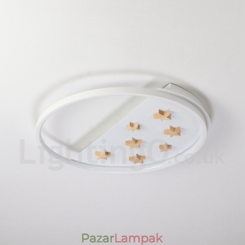 Szabályozható White Stars kerek fa mennyezeti lámpa ultravékony mennyezeti lámpa fali lámpaként is használható