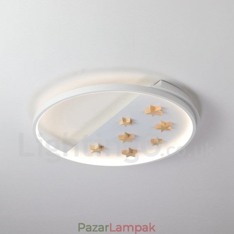Szabályozható White Stars kerek fa mennyezeti lámpa ultravékony mennyezeti lámpa fali lámpaként is használható