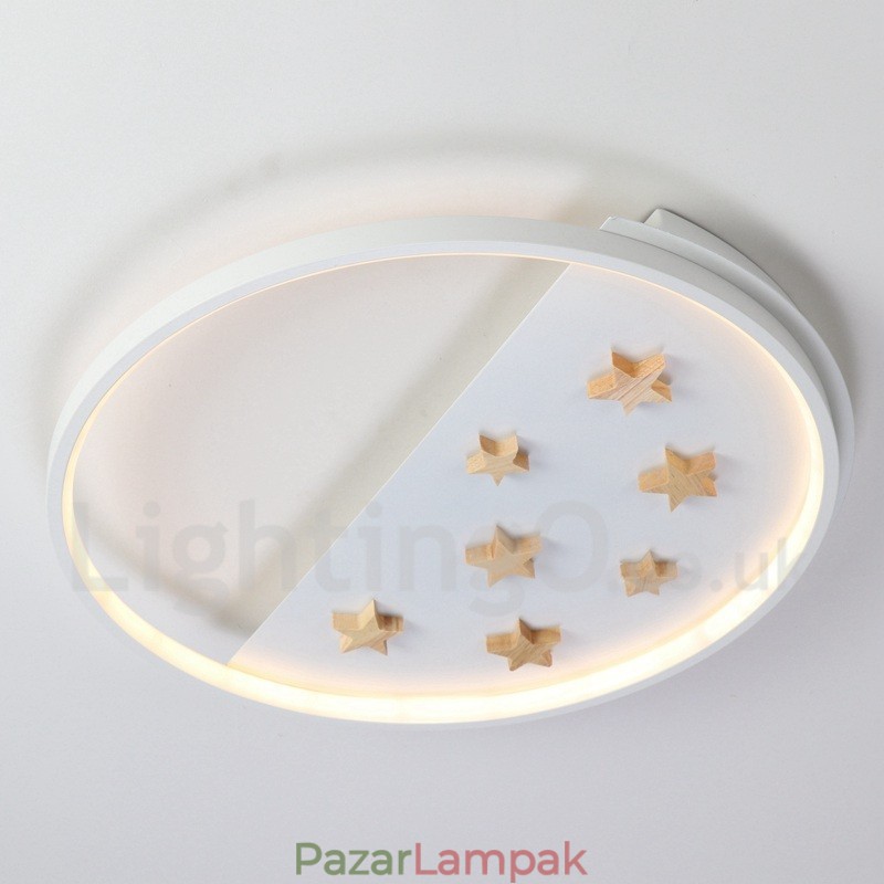 Szabályozható White Stars kerek fa mennyezeti lámpa ultravékony mennyezeti lámpa fali lámpaként is használható