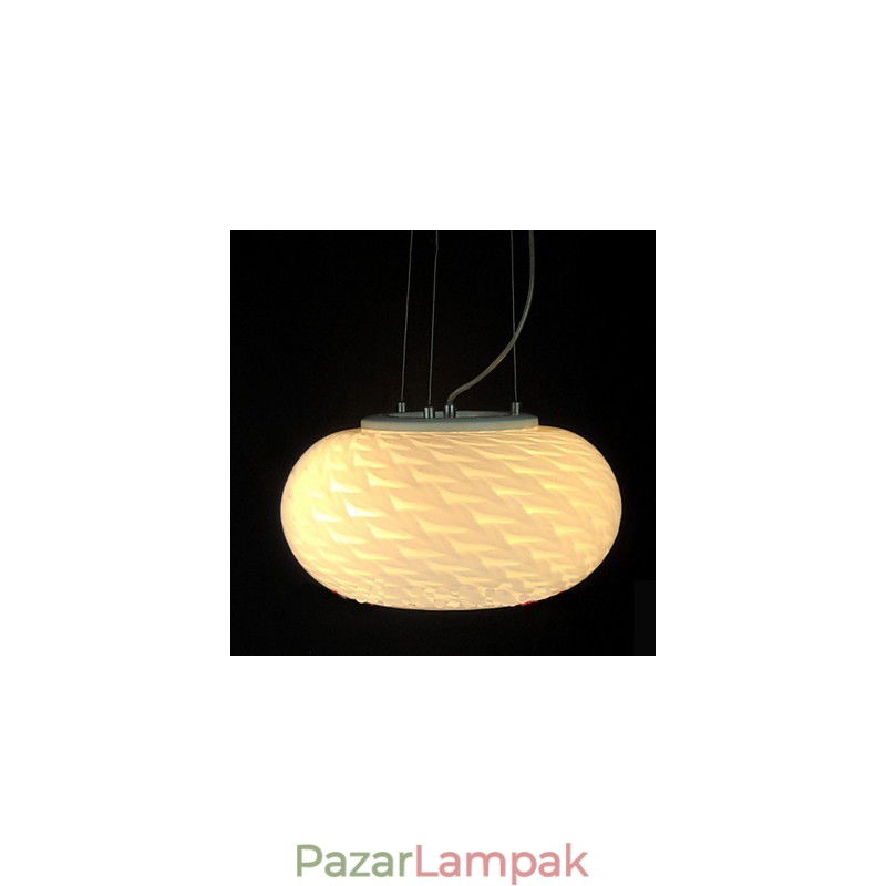 Modern, minimalista faragott tejfehér csillár lámpa