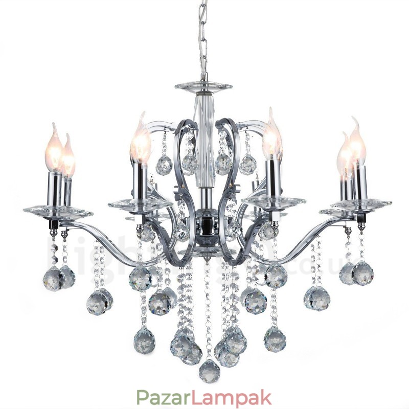 Elegáns króm kristály gyertyacsillár