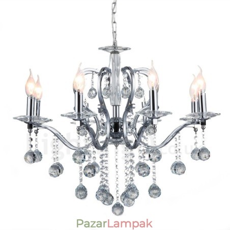 Elegáns króm kristály gyertyacsillár Elegáns króm kristály gyertyacsillár