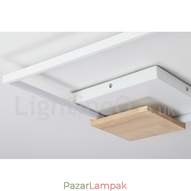 Szabályozható fehér négyzet alakú fa mennyezeti lámpa Ultravékony mennyezeti lámpa fali lámpaként is használható