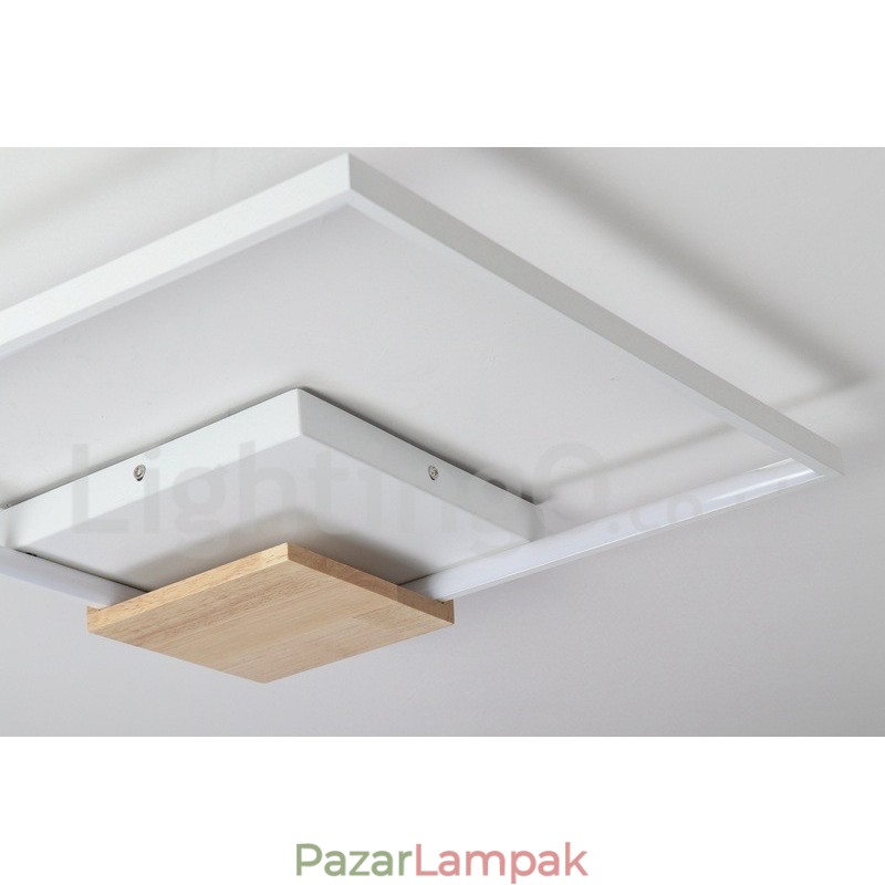 Szabályozható fehér négyzet alakú fa mennyezeti lámpa Ultravékony mennyezeti lámpa fali lámpaként is használható
