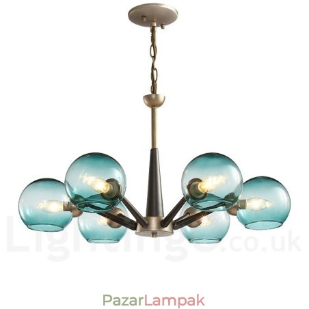 Retro Vintage Magic Bean rusztikus csillár több színű üvegárnyékolóval Retro Vintage Magic Bean rusztikus csillár több színű üvegárnyékolóval