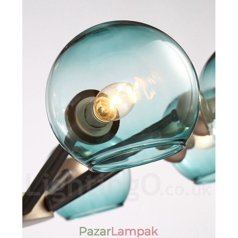 Retro Vintage Magic Bean rusztikus csillár több színű üvegárnyékolóval