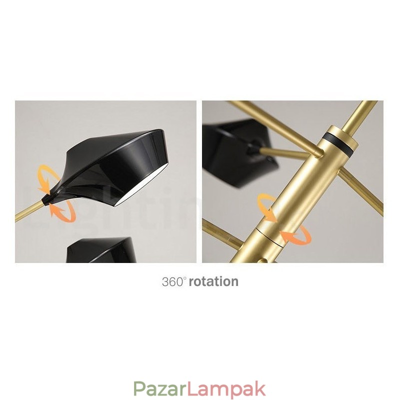 Modern kortárs csőcsillár fehér fekete akril árnyalatokkal